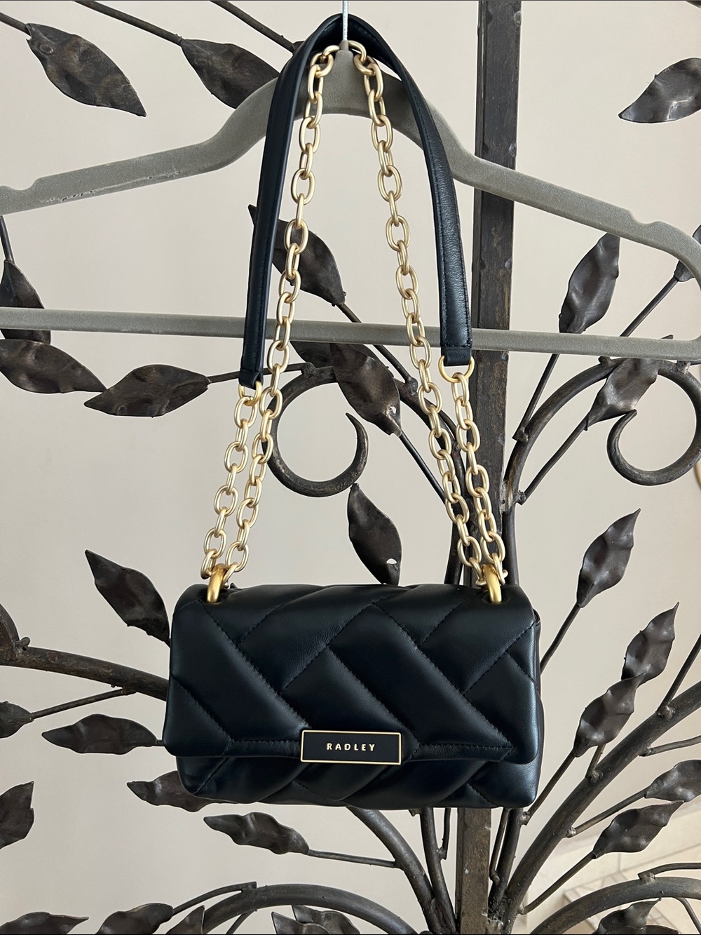 Radley Mill Bay Black Quilted Chain Strap Shoulder Bag